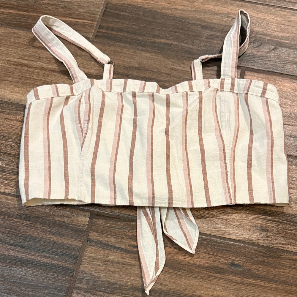 Abercrombie & Fitch Beige and Brown Striped Crop Top
